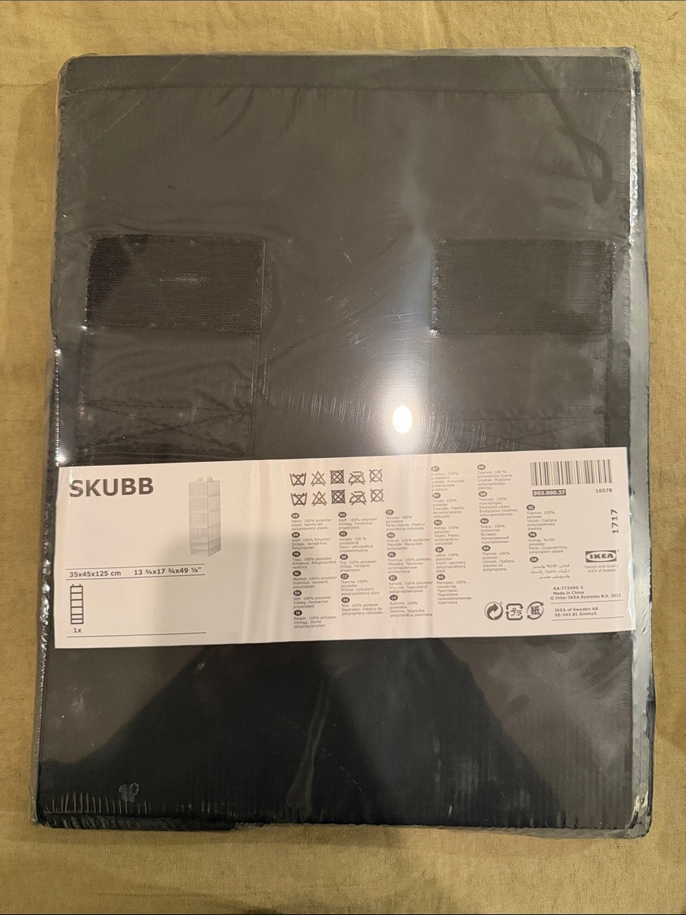 NWT IKEA SKUBB Black Fabric Hanging Organizer